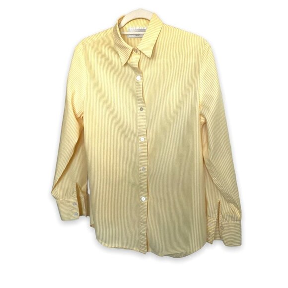 Jones Wear Tops - Jones Wear Sport Career Blouse Women's Long Sleeve Yellow Striped Size Medium